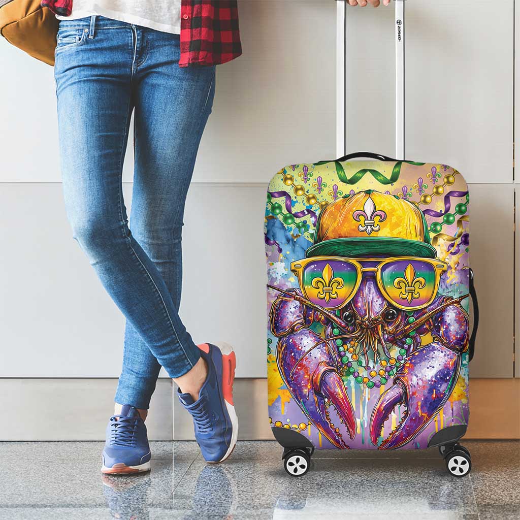Mardi Gras Crawfish Luggage Cover NOLA Fat Tuesday Drip Art - Wonder Print Shop