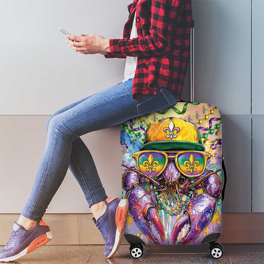 Mardi Gras Crawfish Luggage Cover NOLA Fat Tuesday Drip Art - Wonder Print Shop