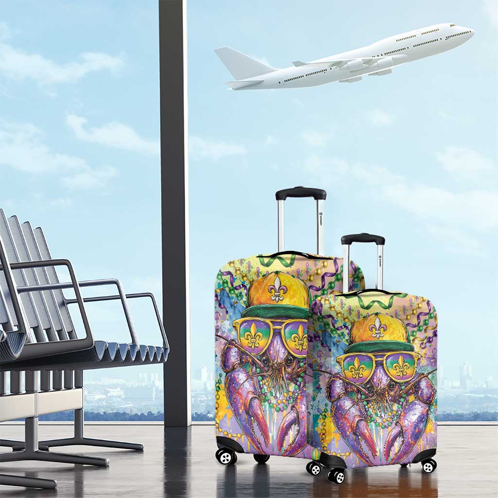 Mardi Gras Crawfish Luggage Cover NOLA Fat Tuesday Drip Art - Wonder Print Shop