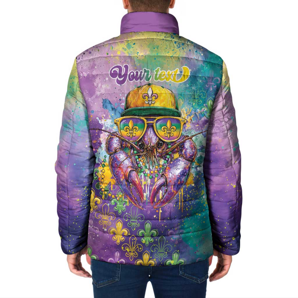 Mardi Gras Crawfish Personalized Padded Jacket NOLA Fat Tuesday Drip Art - undefined