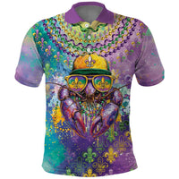 Mardi Gras Crawfish Personalized Polo Shirt NOLA Fat Tuesday Drip Art - Wonder Print Shop