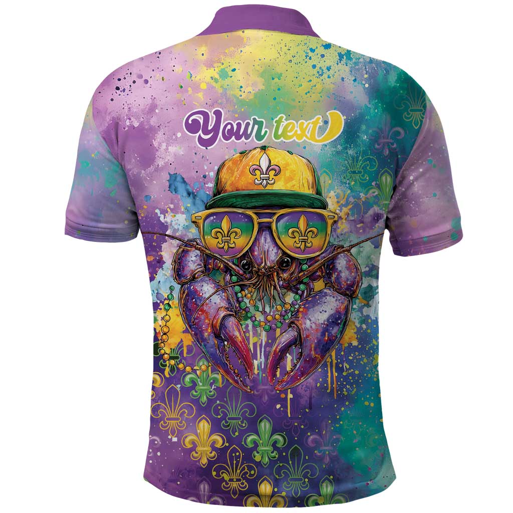 Mardi Gras Crawfish Personalized Polo Shirt NOLA Fat Tuesday Drip Art - Wonder Print Shop