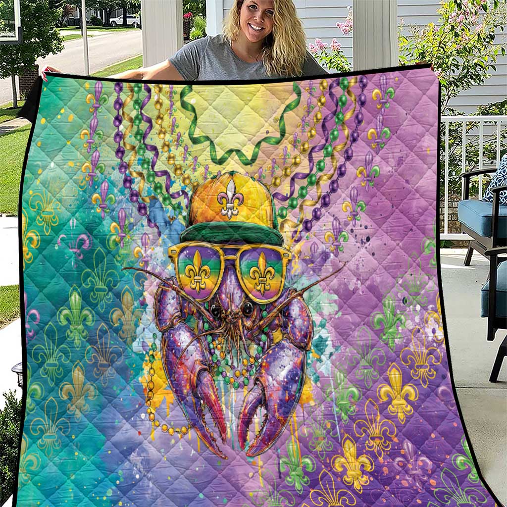 Mardi Gras Crawfish Quilt NOLA Fat Tuesday Drip Art - Wonder Print Shop
