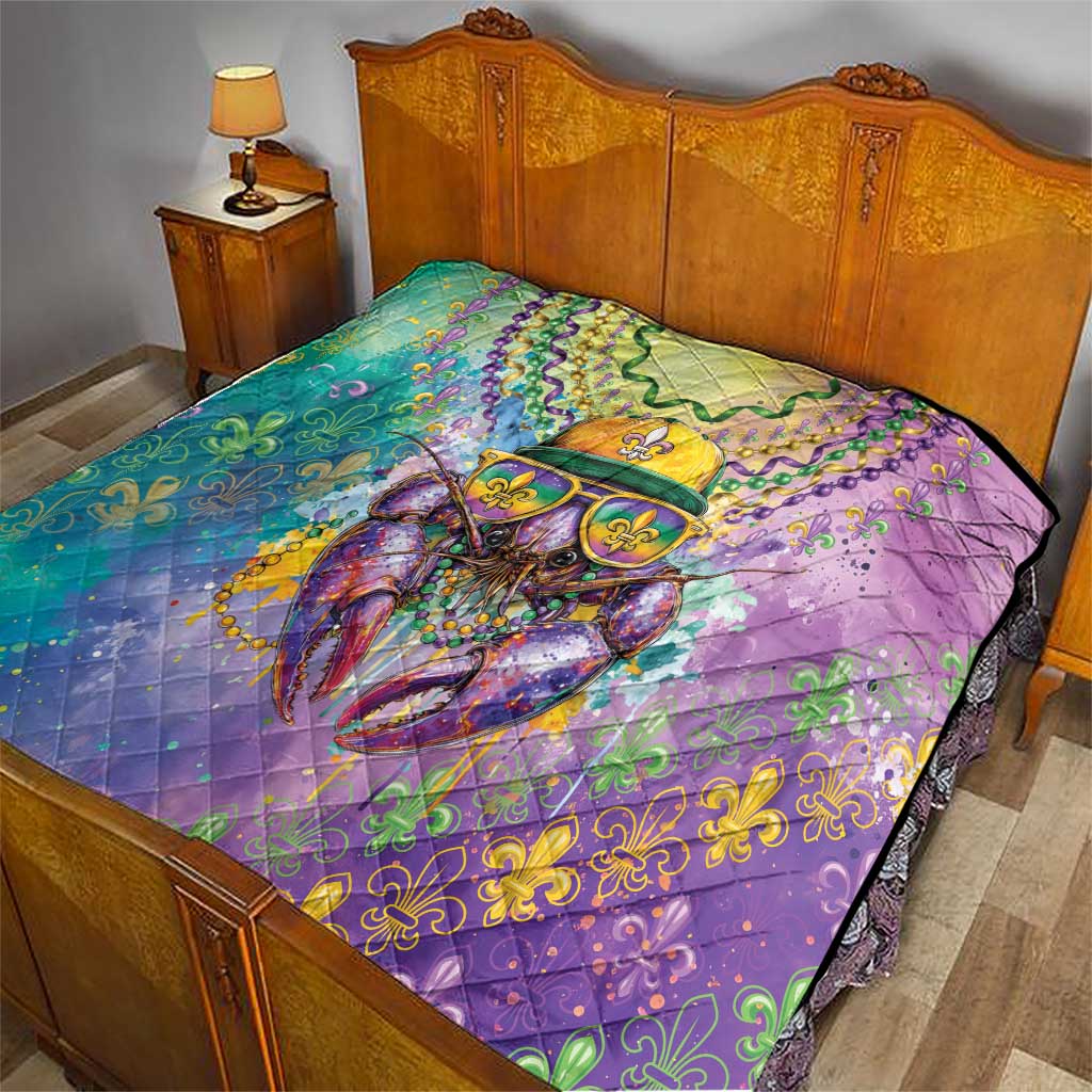 Mardi Gras Crawfish Quilt NOLA Fat Tuesday Drip Art - Wonder Print Shop