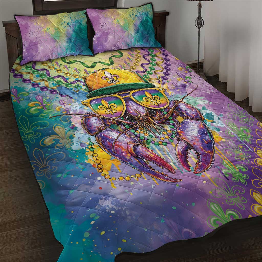 Mardi Gras Crawfish Quilt Bed Set NOLA Fat Tuesday Drip Art - Wonder Print Shop