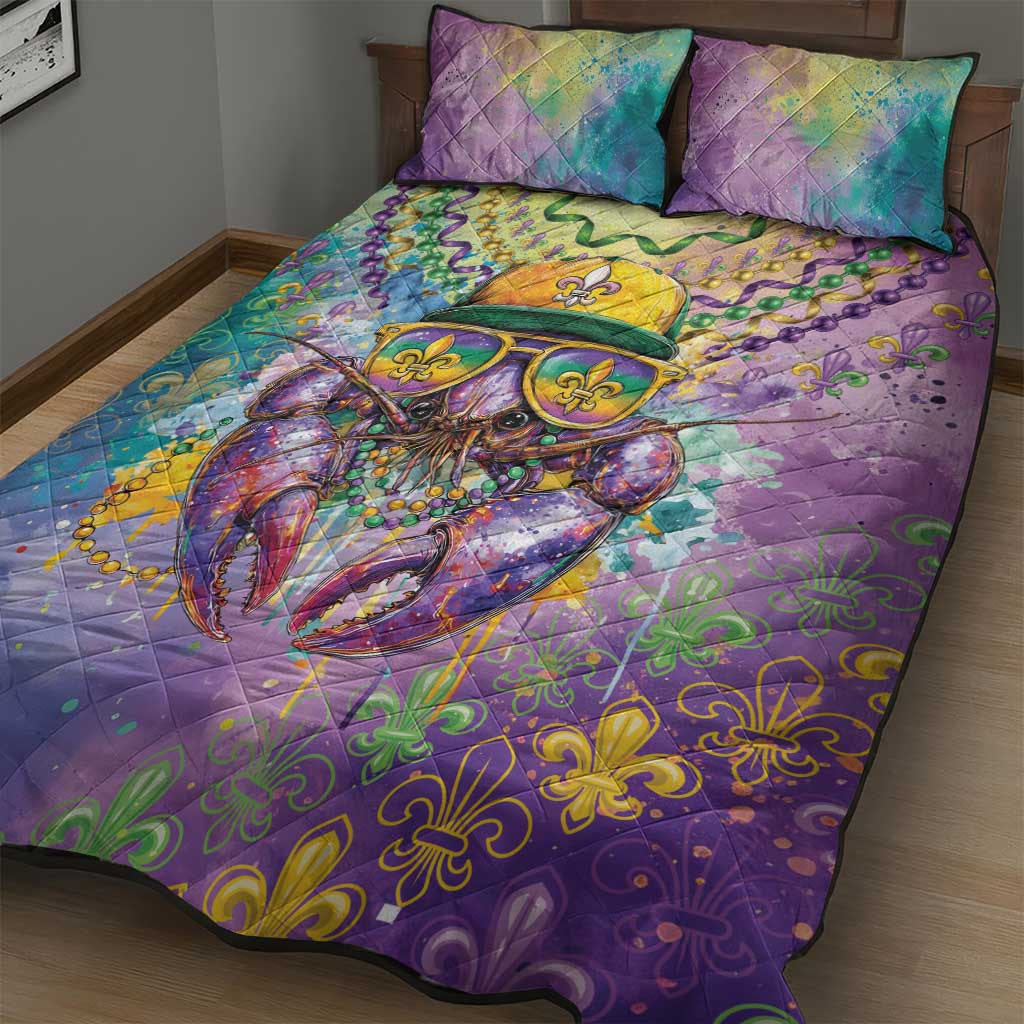 Mardi Gras Crawfish Quilt Bed Set NOLA Fat Tuesday Drip Art - Wonder Print Shop