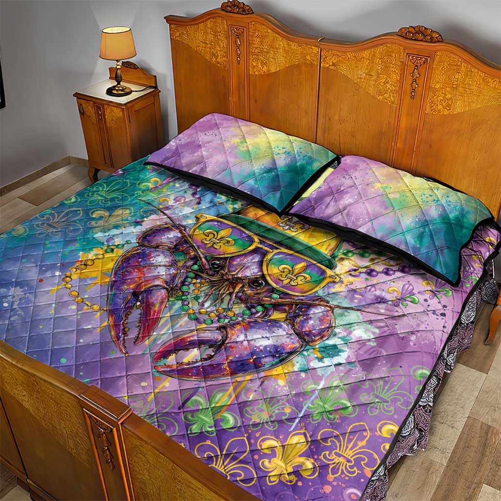 Mardi Gras Crawfish Quilt Bed Set NOLA Fat Tuesday Drip Art - Wonder Print Shop