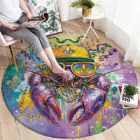 Mardi Gras Crawfish Round Carpet NOLA Fat Tuesday Drip Art - Wonder Print Shop