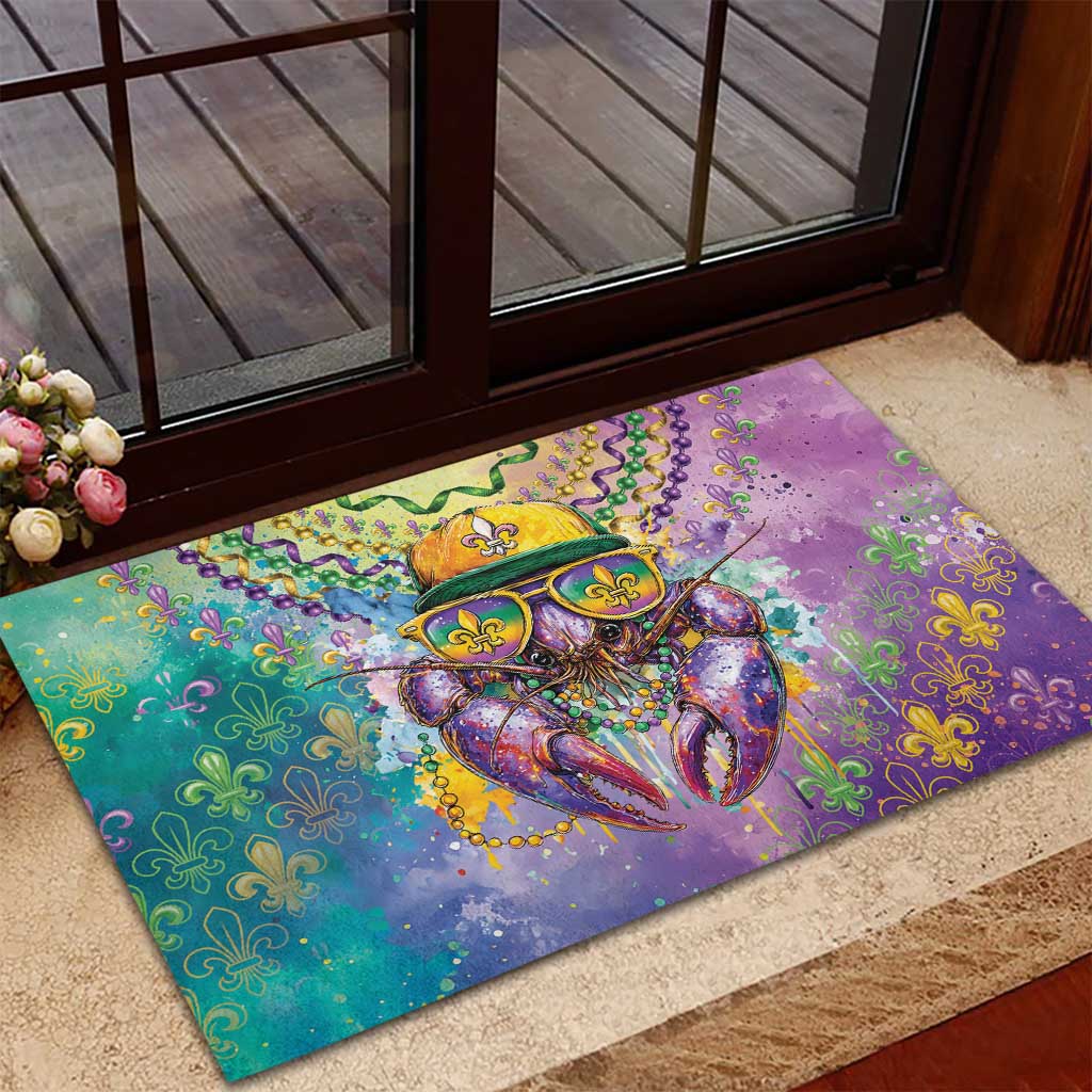 Mardi Gras Crawfish Rubber Doormat NOLA Fat Tuesday Drip Art - Wonder Print Shop