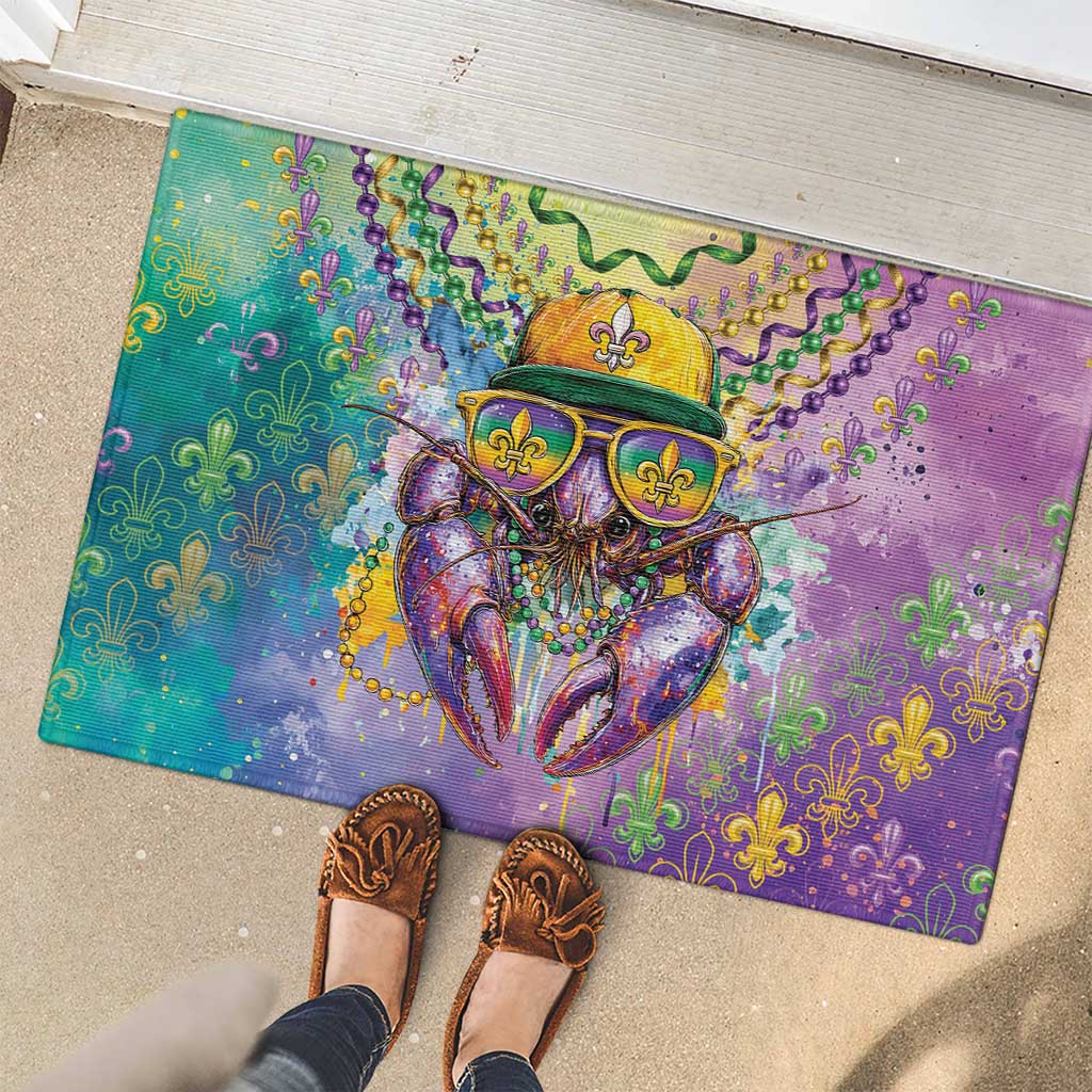 Mardi Gras Crawfish Rubber Doormat NOLA Fat Tuesday Drip Art - Wonder Print Shop