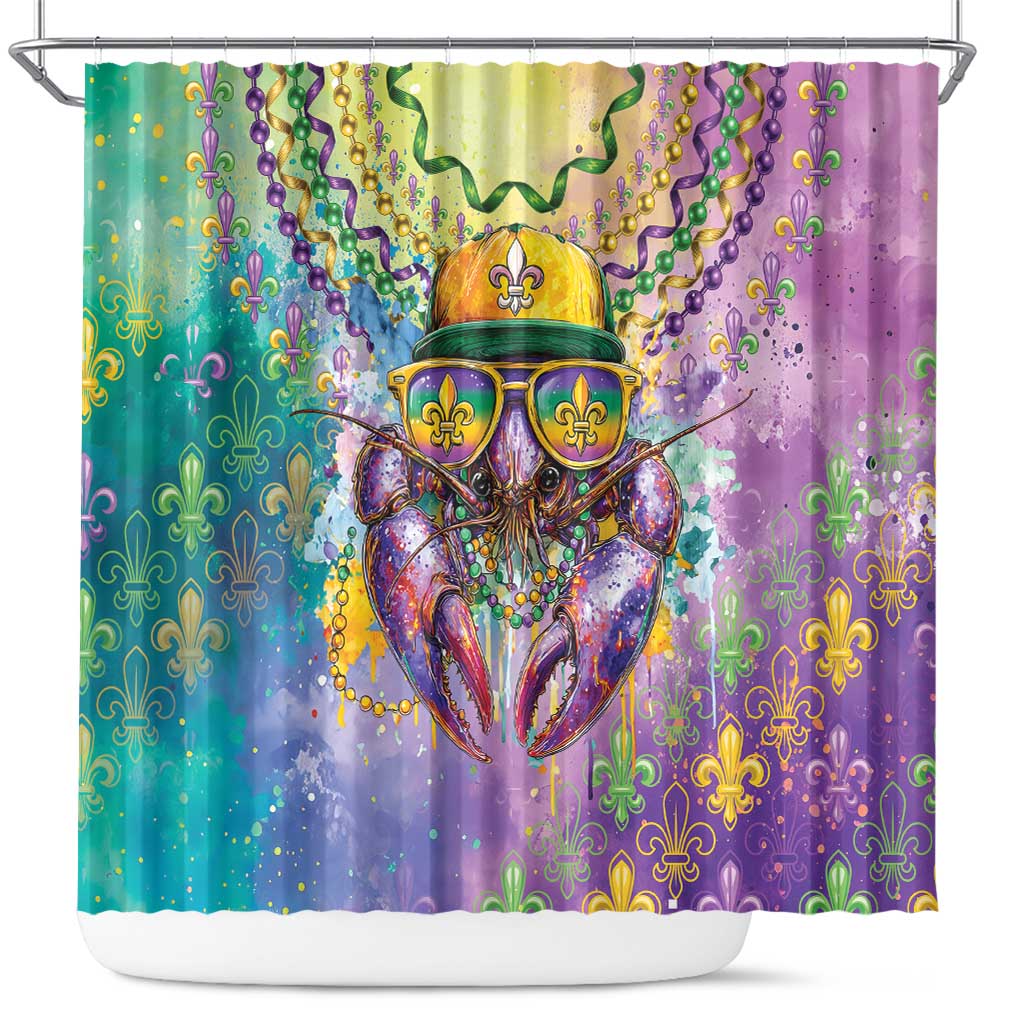 Mardi Gras Crawfish Shower Curtain NOLA Fat Tuesday Drip Art - Wonder Print Shop