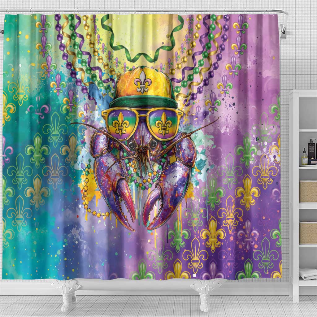 Mardi Gras Crawfish Shower Curtain NOLA Fat Tuesday Drip Art - Wonder Print Shop