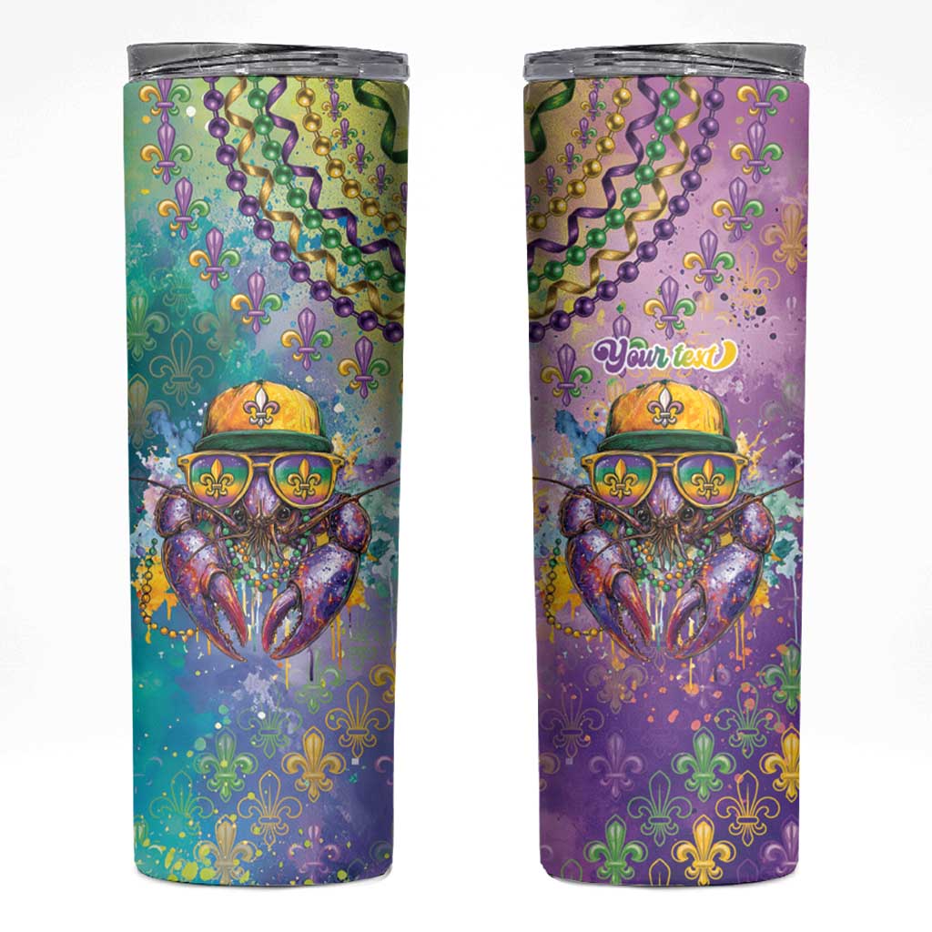 Mardi Gras Crawfish Personalized Skinny Tumbler NOLA Fat Tuesday Drip Art - Wonder Print Shop