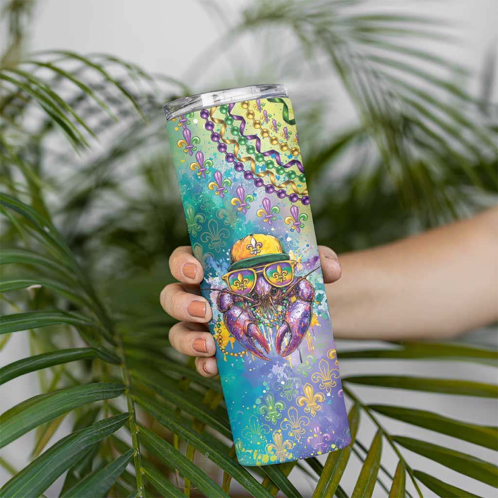 Mardi Gras Crawfish Personalized Skinny Tumbler NOLA Fat Tuesday Drip Art - Wonder Print Shop