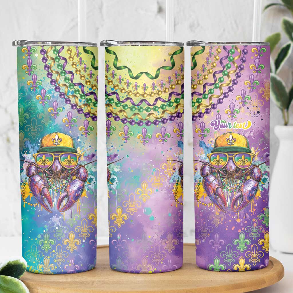 Mardi Gras Crawfish Personalized Skinny Tumbler NOLA Fat Tuesday Drip Art - Wonder Print Shop
