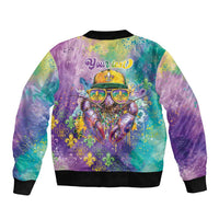 Mardi Gras Crawfish Personalized Sleeve Zip Bomber Jacket NOLA Fat Tuesday Drip Art - Wonder Print Shop
