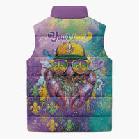 Mardi Gras Crawfish Personalized Sleeveless Puffer Jacket NOLA Fat Tuesday Drip Art - Wonder Print Shop