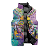 Mardi Gras Crawfish Personalized Sleeveless Puffer Jacket NOLA Fat Tuesday Drip Art - Wonder Print Shop