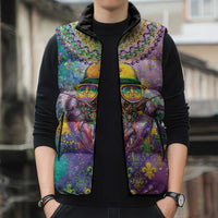 Mardi Gras Crawfish Personalized Sleeveless Puffer Jacket NOLA Fat Tuesday Drip Art - Wonder Print Shop