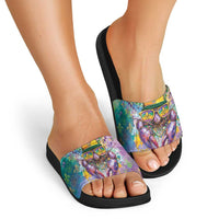 Mardi Gras Crawfish Slide Sandals NOLA Fat Tuesday Drip Art - Wonder Print Shop