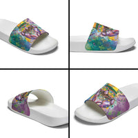 Mardi Gras Crawfish Slide Sandals NOLA Fat Tuesday Drip Art - Wonder Print Shop