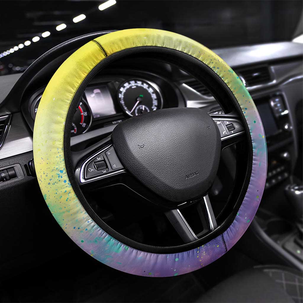 Mardi Gras Crawfish Steering Wheel Cover NOLA Fat Tuesday Drip Art - Wonder Print Shop