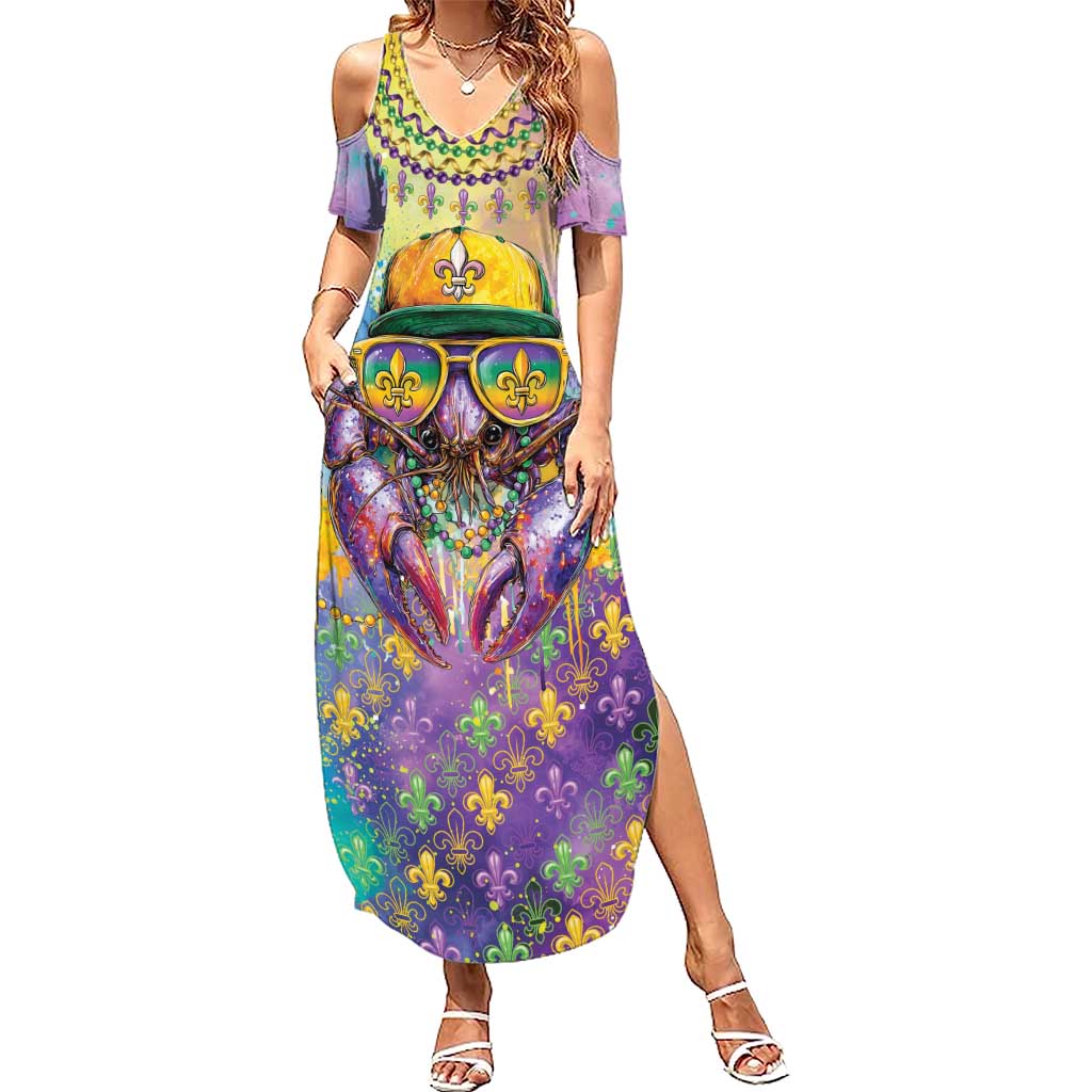 Mardi Gras Crawfish Personalized Summer Maxi Dress NOLA Fat Tuesday Drip Art - Wonder Print Shop