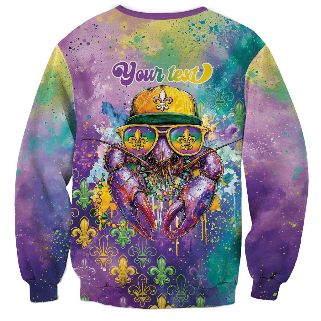 Mardi Gras Crawfish Personalized Sweatshirt NOLA Fat Tuesday Drip Art - Wonder Print Shop