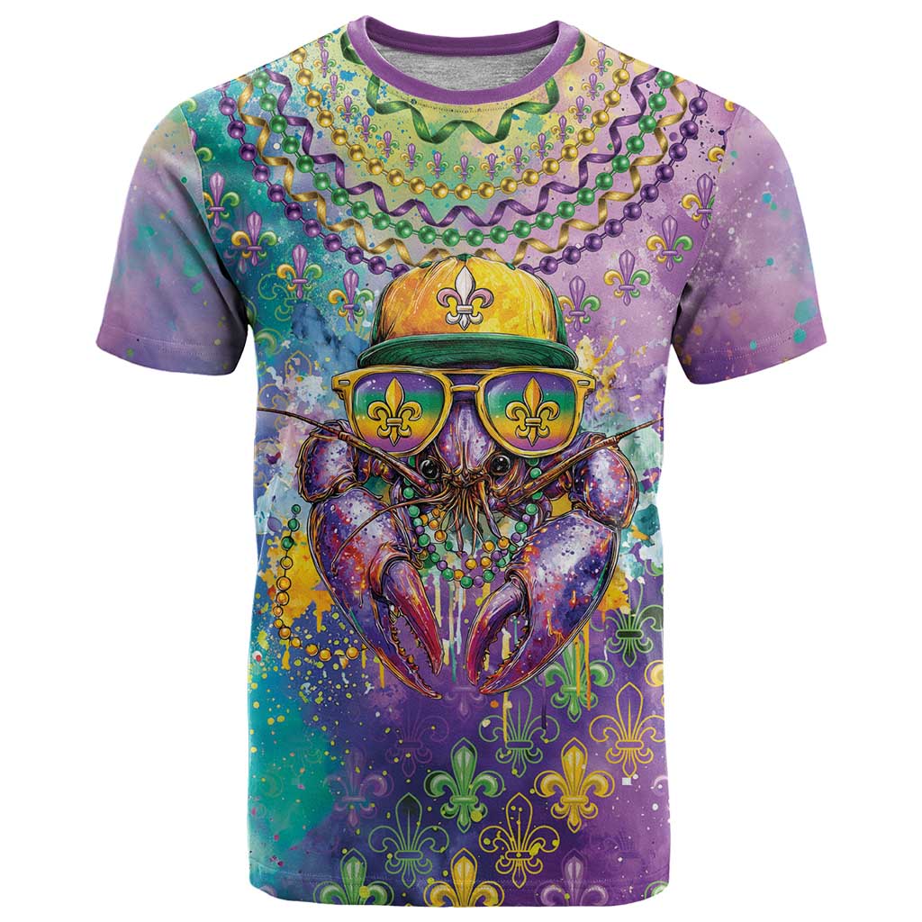 Mardi Gras Crawfish Personalized T Shirt NOLA Fat Tuesday Drip Art - Wonder Print Shop