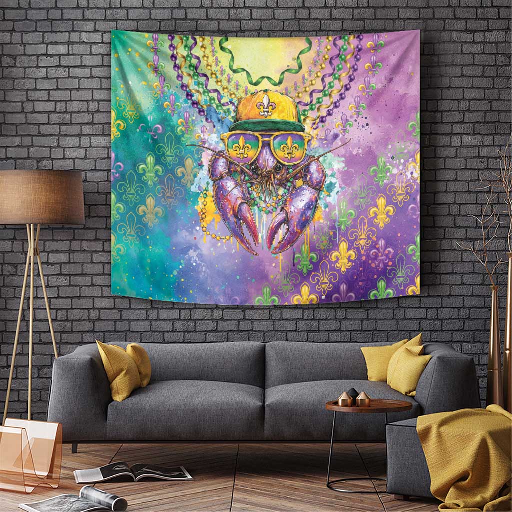 Mardi Gras Crawfish Tapestry NOLA Fat Tuesday Drip Art - Wonder Print Shop