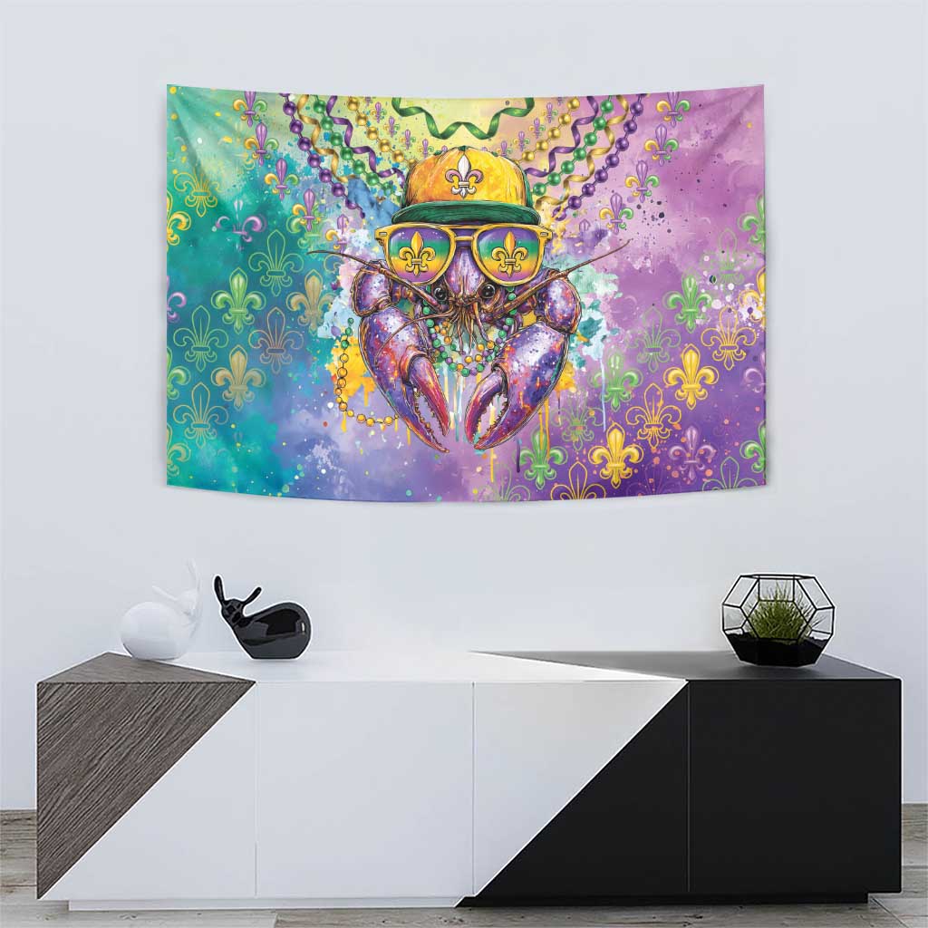 Mardi Gras Crawfish Tapestry NOLA Fat Tuesday Drip Art - Wonder Print Shop