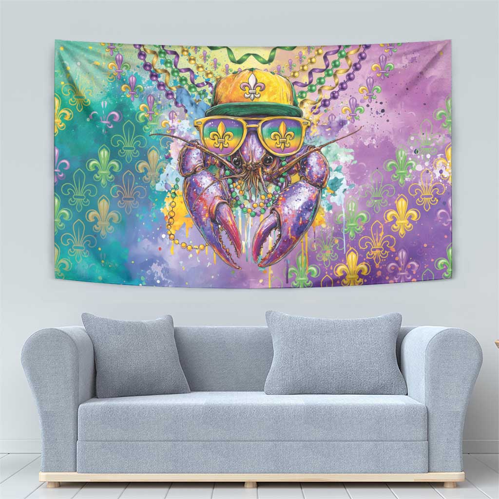 Mardi Gras Crawfish Tapestry NOLA Fat Tuesday Drip Art - Wonder Print Shop