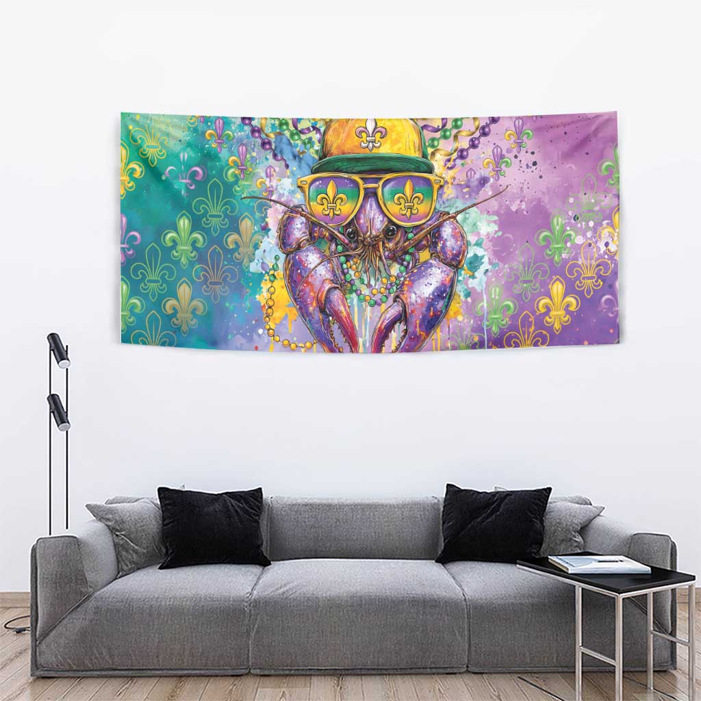 Mardi Gras Crawfish Tapestry NOLA Fat Tuesday Drip Art - Wonder Print Shop