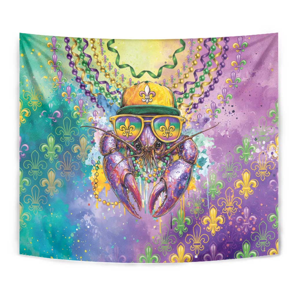 Mardi Gras Crawfish Tapestry NOLA Fat Tuesday Drip Art - Wonder Print Shop