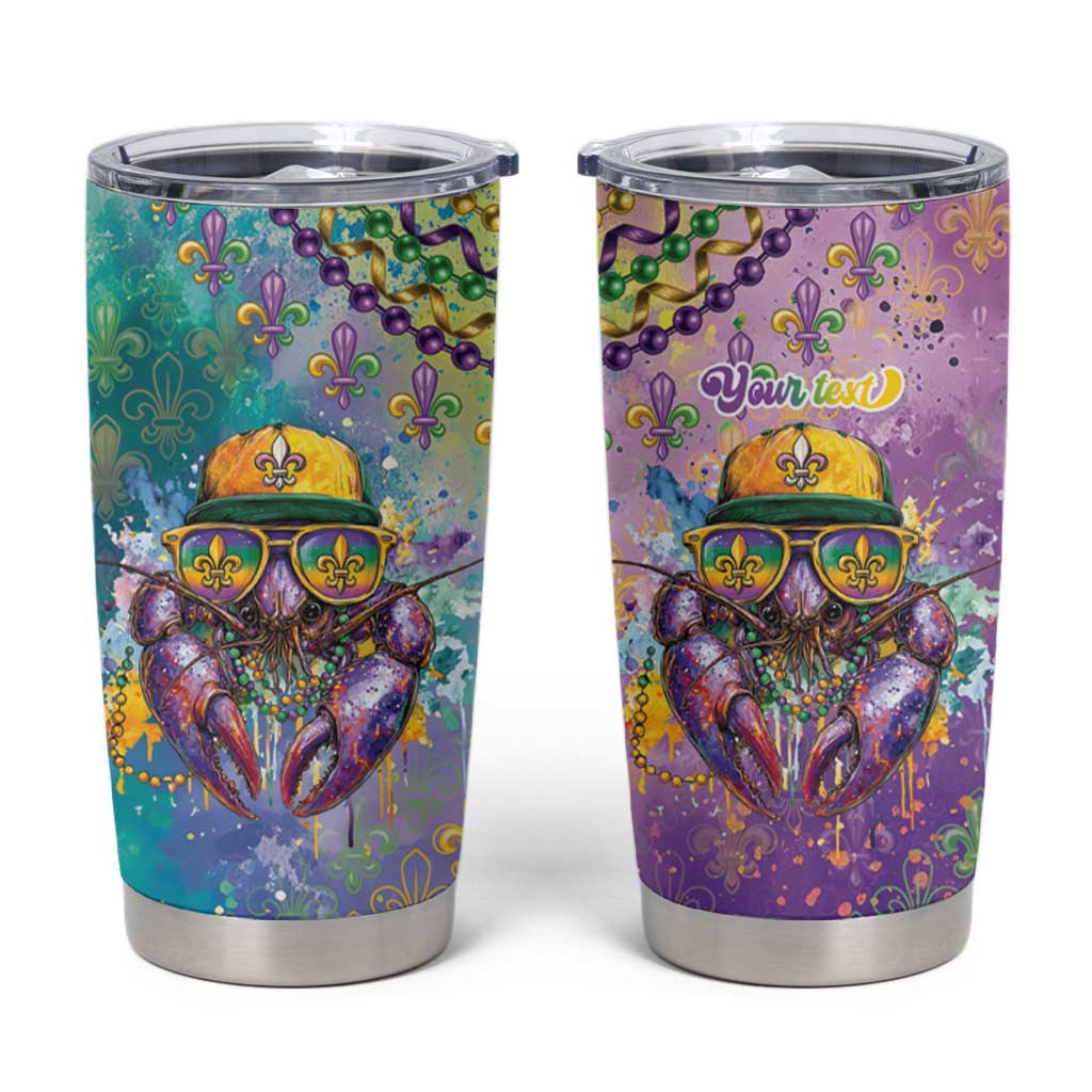 Mardi Gras Crawfish Personalized Tumbler Cup NOLA Fat Tuesday Drip Art - Wonder Print Shop