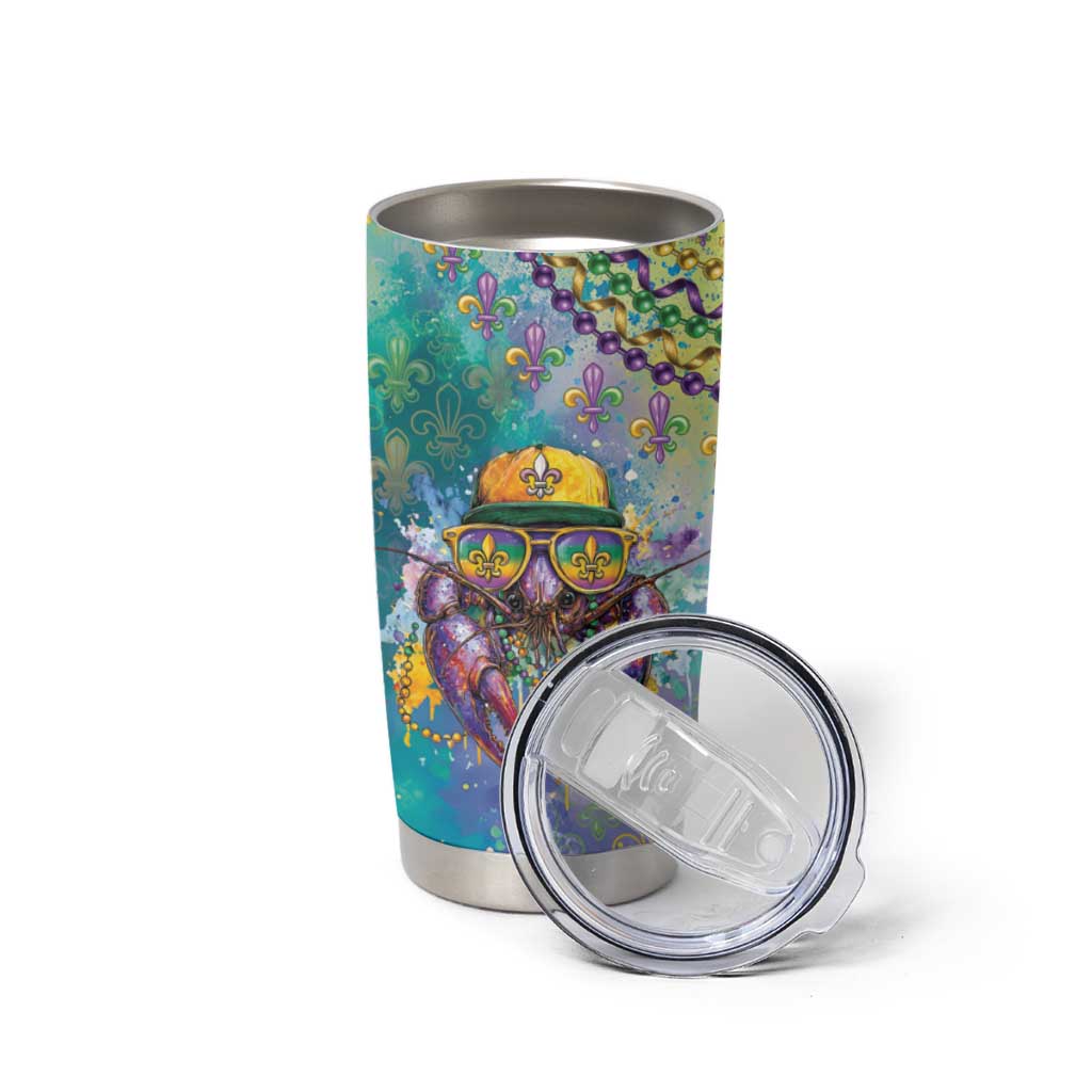 Mardi Gras Crawfish Personalized Tumbler Cup NOLA Fat Tuesday Drip Art - Wonder Print Shop