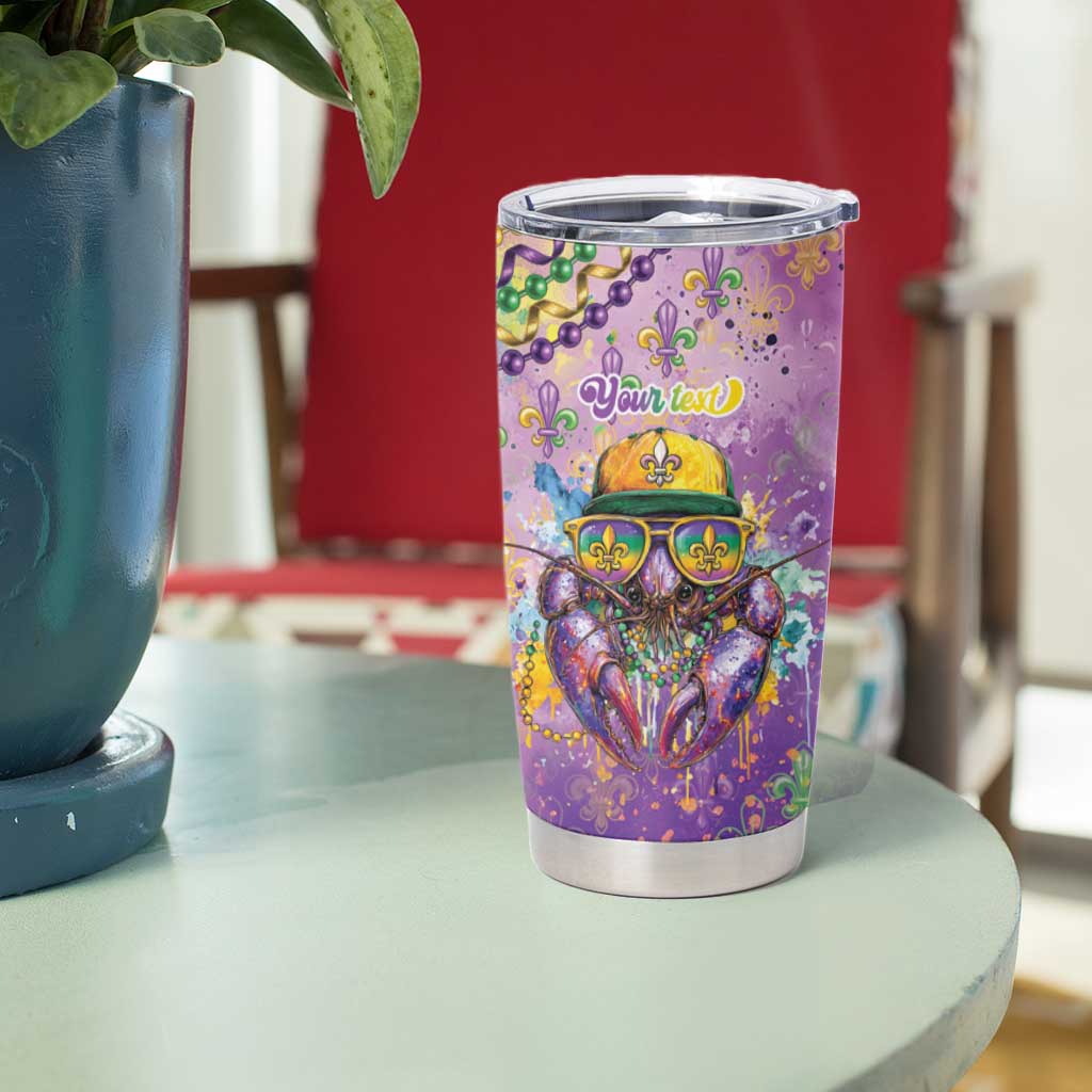Mardi Gras Crawfish Personalized Tumbler Cup NOLA Fat Tuesday Drip Art - Wonder Print Shop