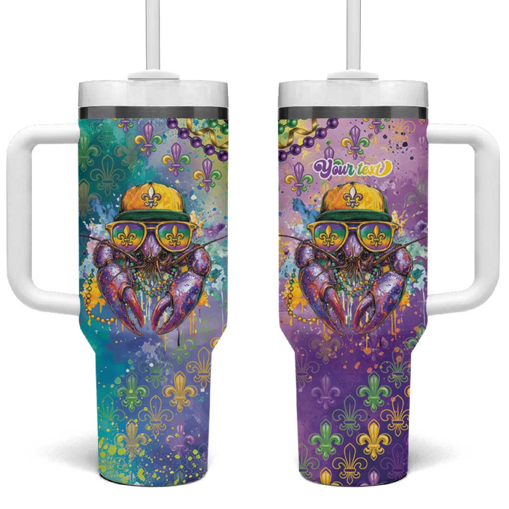 Mardi Gras Crawfish Personalized Tumbler With Handle NOLA Fat Tuesday Drip Art - Wonder Print Shop