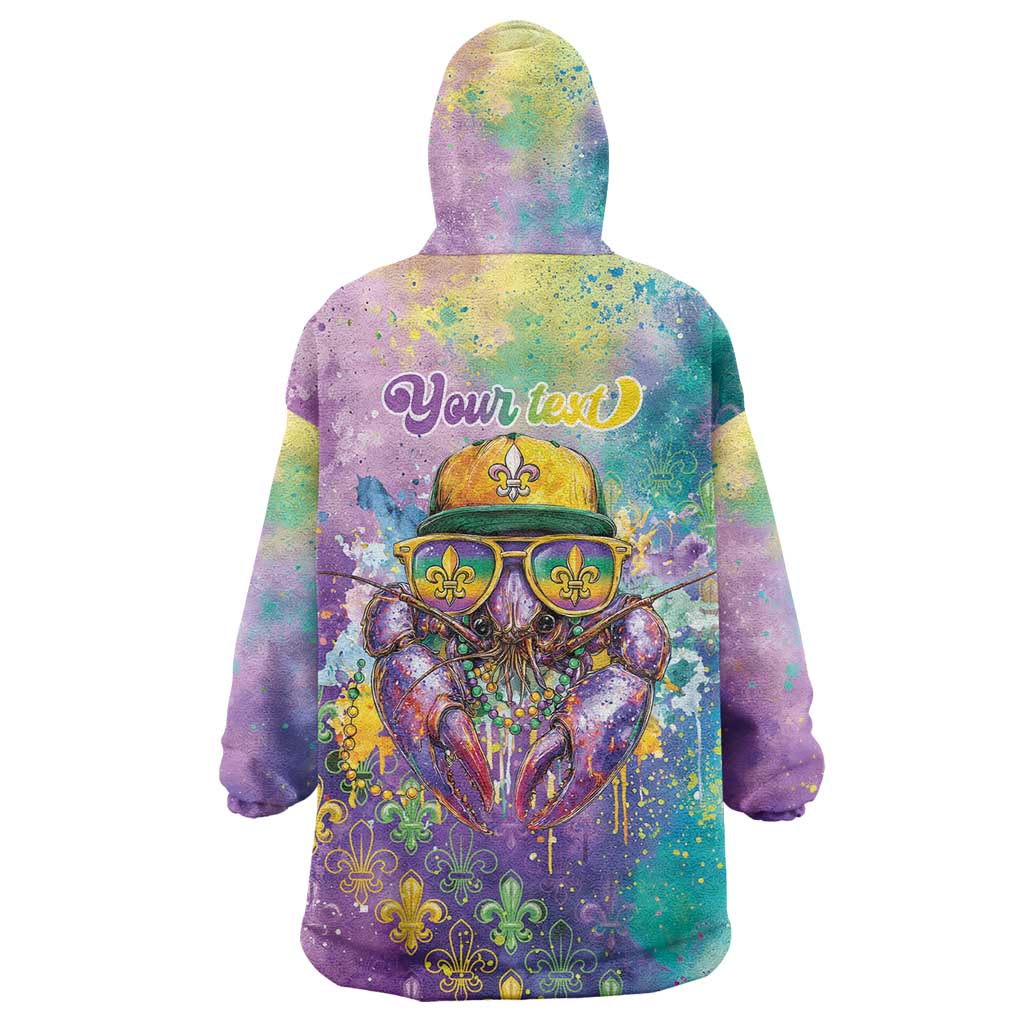 Mardi Gras Crawfish Personalized Wearable Blanket Hoodie NOLA Fat Tuesday Drip Art - Wonder Print Shop