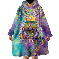 Mardi Gras Crawfish Personalized Wearable Blanket Hoodie NOLA Fat Tuesday Drip Art - Wonder Print Shop