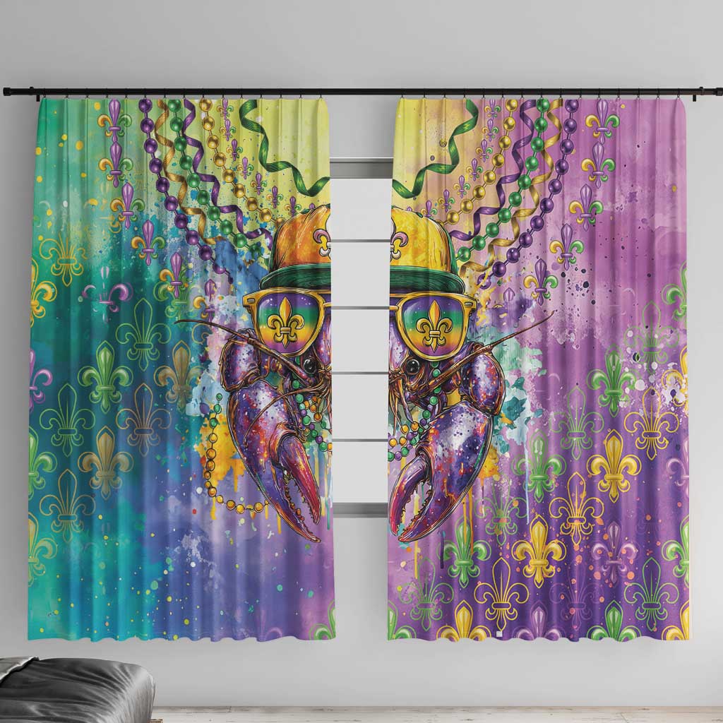 Mardi Gras Crawfish Window Curtain NOLA Fat Tuesday Drip Art - Wonder Print Shop