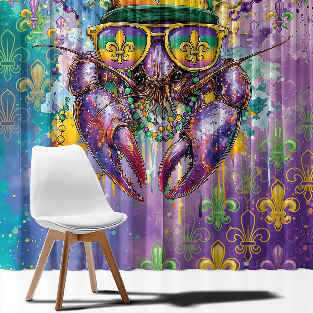 Mardi Gras Crawfish Window Curtain NOLA Fat Tuesday Drip Art - Wonder Print Shop