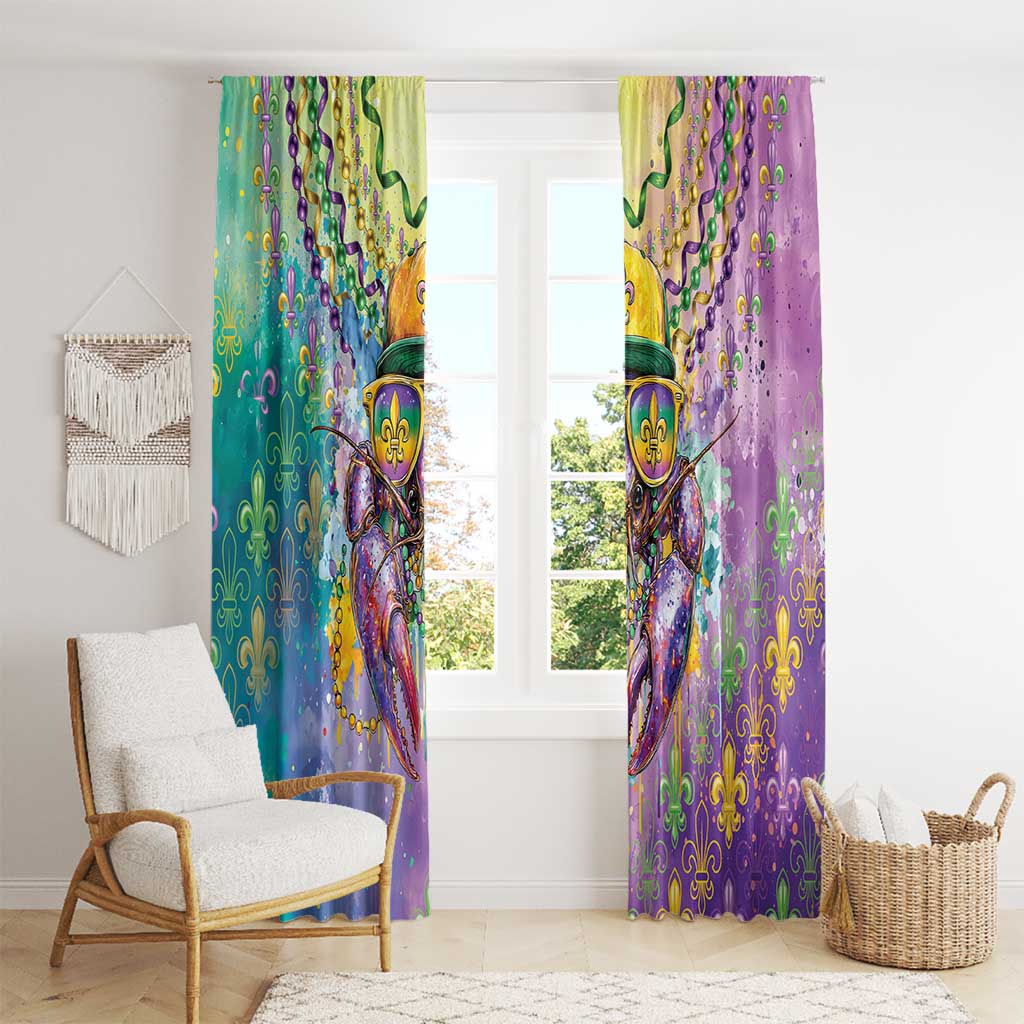 Mardi Gras Crawfish Window Curtain NOLA Fat Tuesday Drip Art - Wonder Print Shop