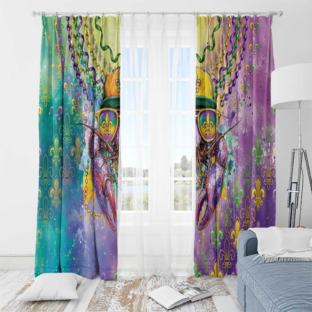Mardi Gras Crawfish Window Curtain NOLA Fat Tuesday Drip Art - Wonder Print Shop