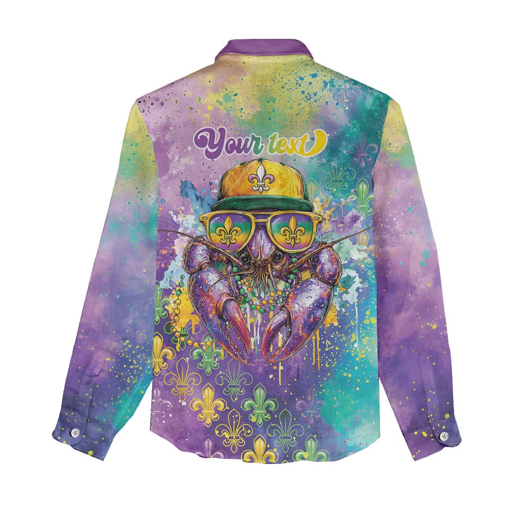 Mardi Gras Crawfish Personalized Women Casual Shirt NOLA Fat Tuesday Drip Art - Wonder Print Shop