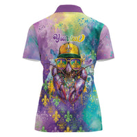 Mardi Gras Crawfish Personalized Women Polo Shirt NOLA Fat Tuesday Drip Art - Wonder Print Shop