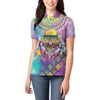 Mardi Gras Crawfish Personalized Women Polo Shirt NOLA Fat Tuesday Drip Art - Wonder Print Shop