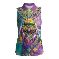 Mardi Gras Crawfish Personalized Women Sleeveless Polo Shirt NOLA Fat Tuesday Drip Art - Wonder Print Shop
