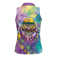 Mardi Gras Crawfish Personalized Women Sleeveless Polo Shirt NOLA Fat Tuesday Drip Art - Wonder Print Shop