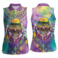 Mardi Gras Crawfish Personalized Women Sleeveless Polo Shirt NOLA Fat Tuesday Drip Art - Wonder Print Shop